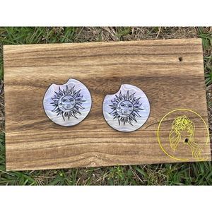 Sun & Moon Ying Yang Car Coasters 2 Pack